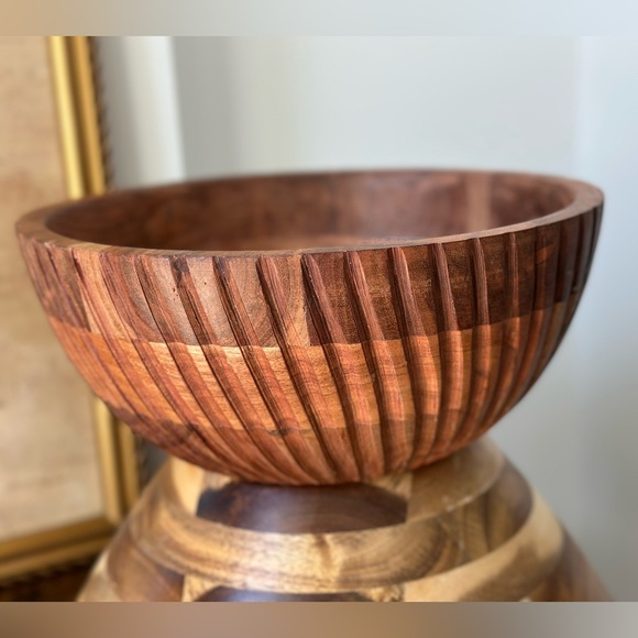 Wooden Decorative Bowl set large Wooden Bowl set Boho Kitchen Decor Farmhouse - Picture 2 of 9